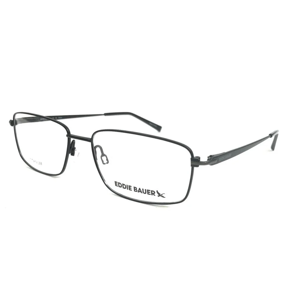 Eddie Bauer Eyeglasses Frames EB32087 BK Black Rectangle Titanium 57-17-150